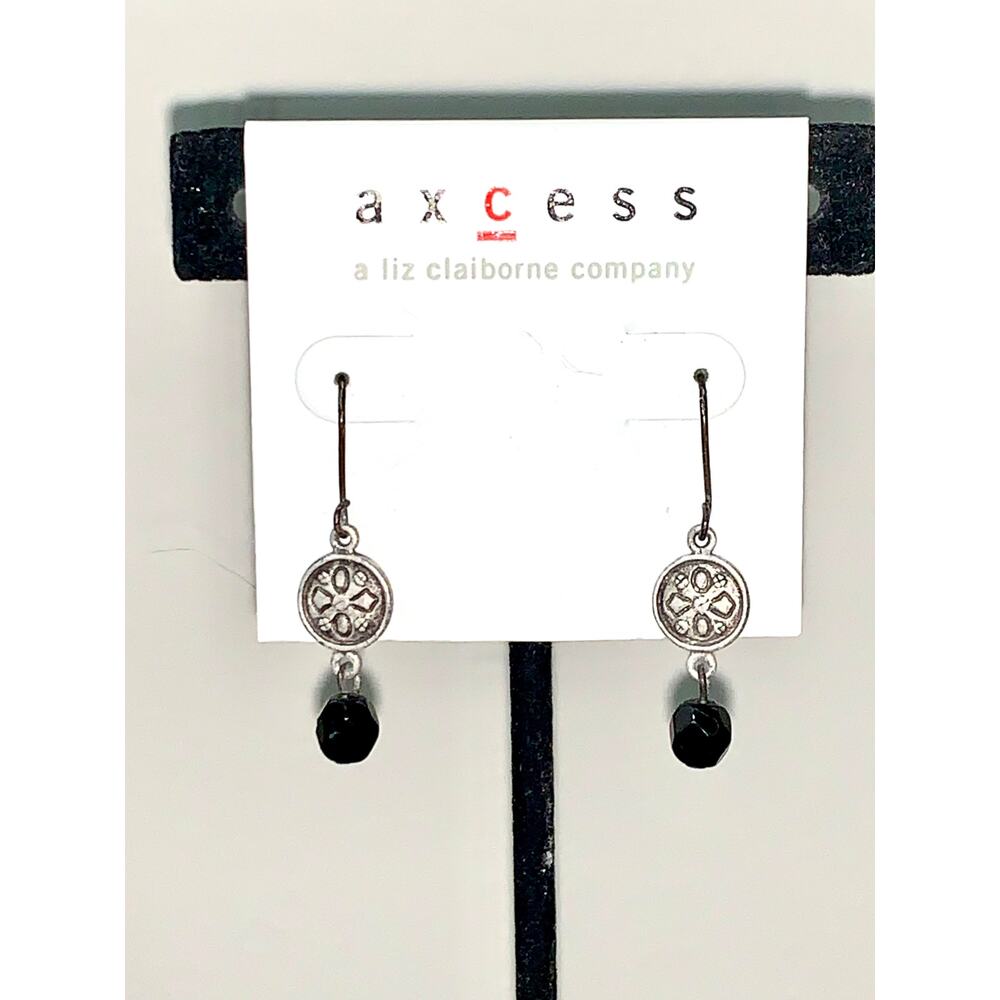 Axcess by Liz Clairborne Dainty Silver and Black Drop Earrings NWT